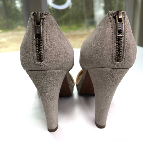 J. Crew Alecia Gray Suede Peep Toe Platform Pumps - Picture 6 of 11